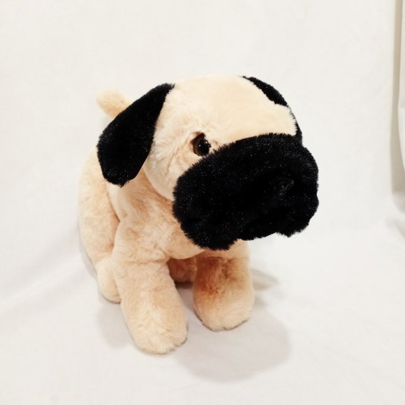 Pug Puppy Dog Stuffed Animal 10" Plush Tan Black Bulldog - Picture 2 of 8